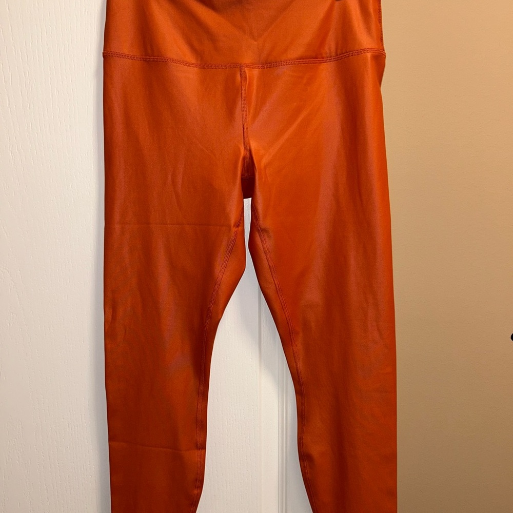 90 Degree By Reflex women’s vibrant Burnt Orange Faux leather Leggings